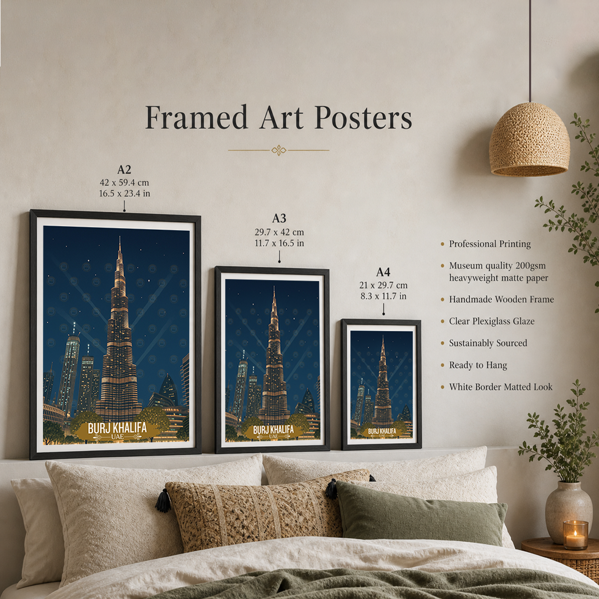 Burj Khalifa - UAE - Travel Art Print Wall Deco Poster
