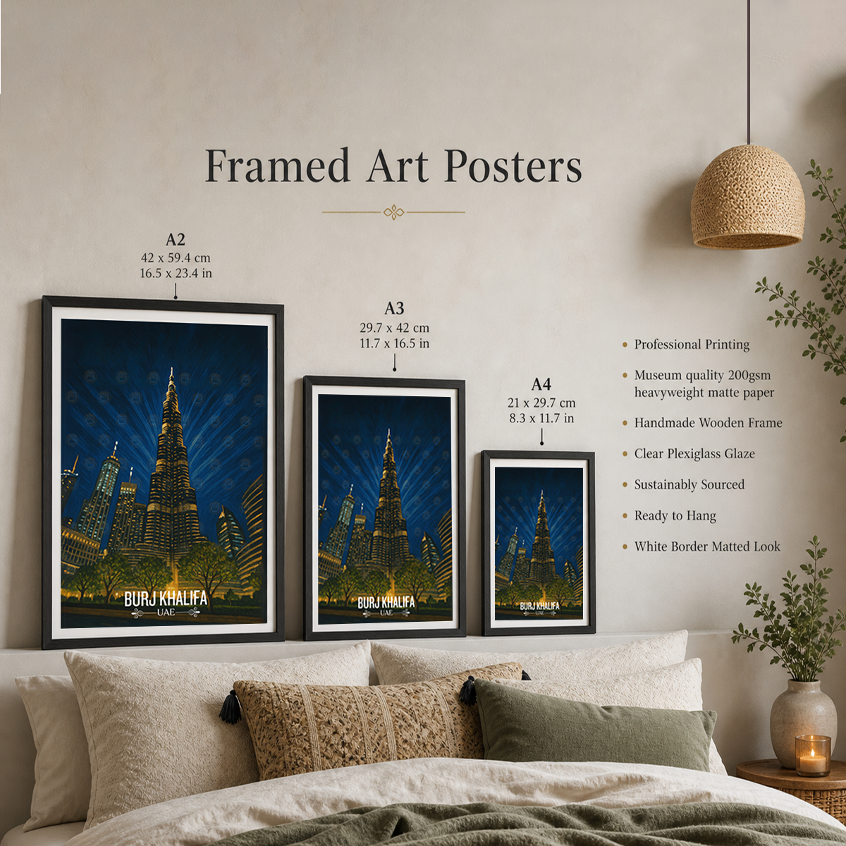 Burj Khalifa - UAE - Travel Art Print Wall Deco Poster