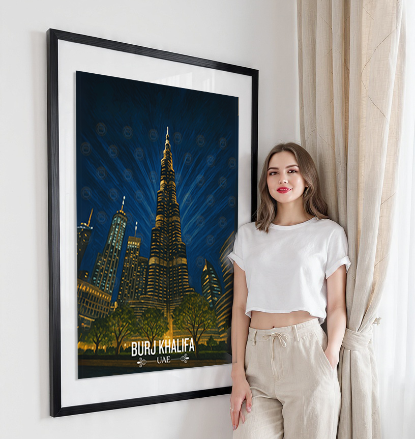Burj Khalifa - UAE - Travel Art Print Wall Deco Poster