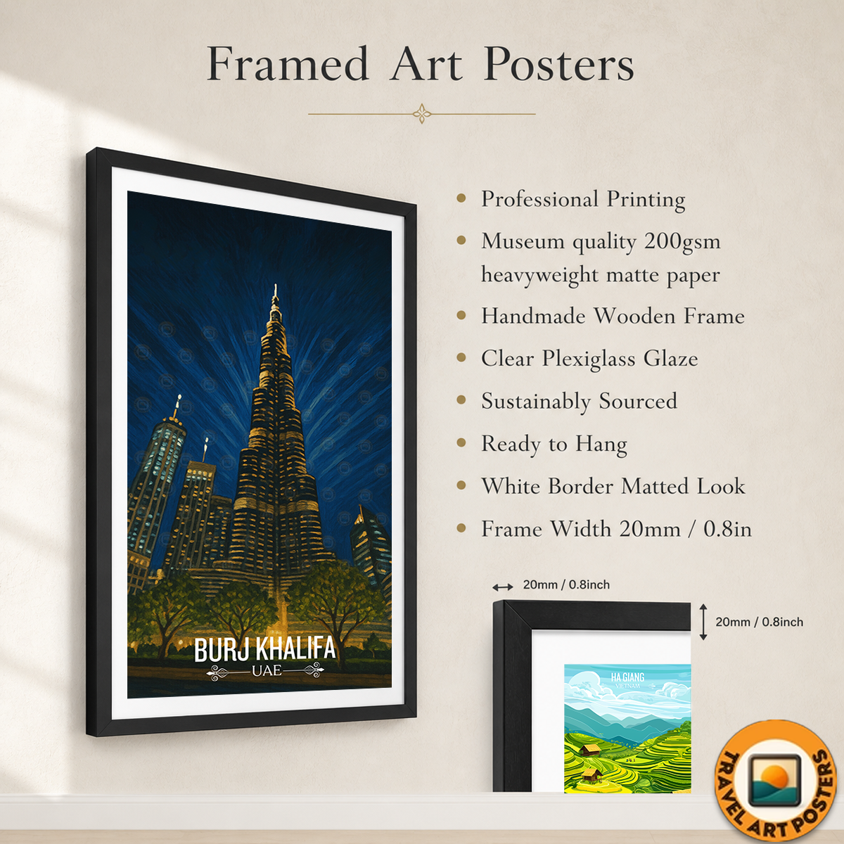 Burj Khalifa - UAE - Travel Art Print Wall Deco Poster