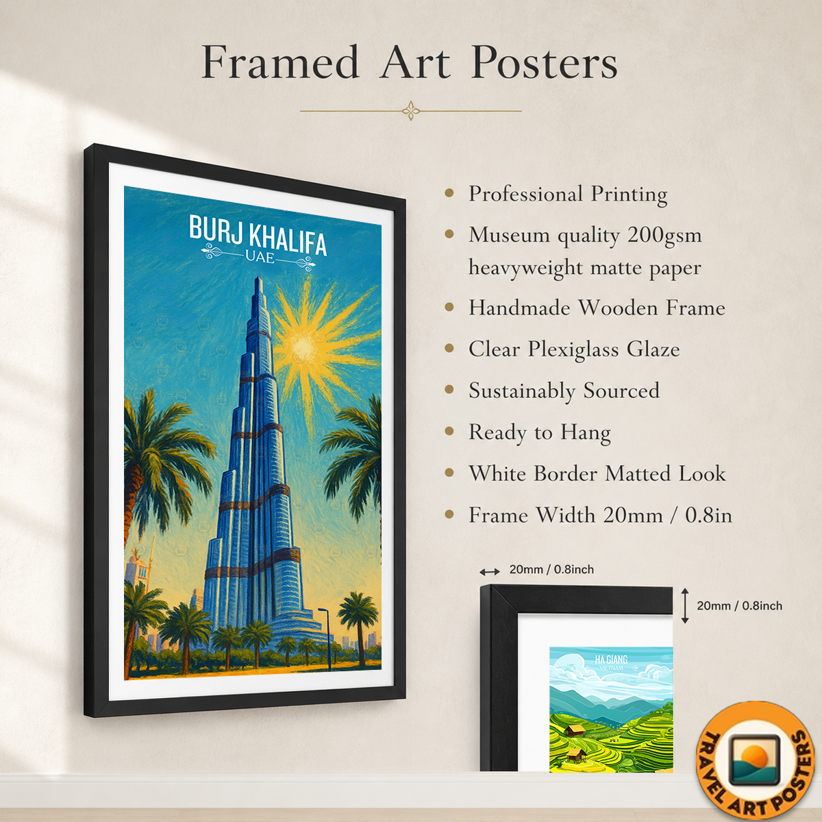 Burj Khalifa - UAE - Travel Art Print Wall Deco Poster