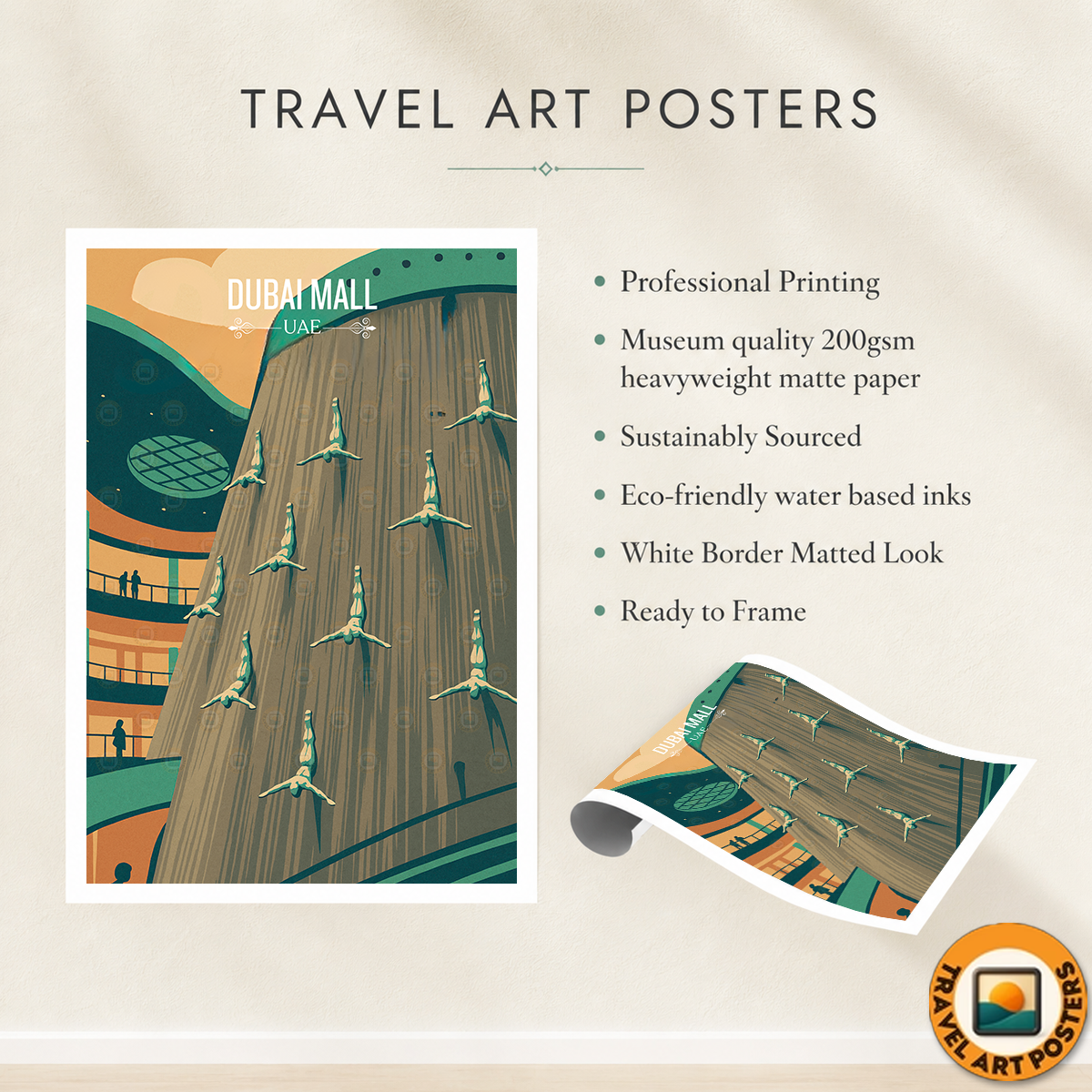 Dubai Mall - UAE - Travel Art Print Wall Deco Poster