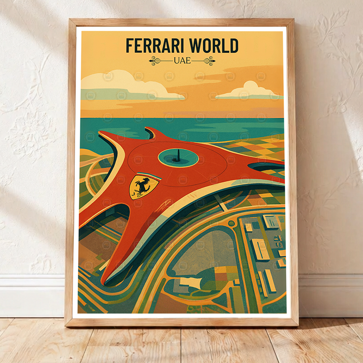 Ferrari World - UAE - Travel Art Print Wall Deco Poster - Travel Art Poster Print