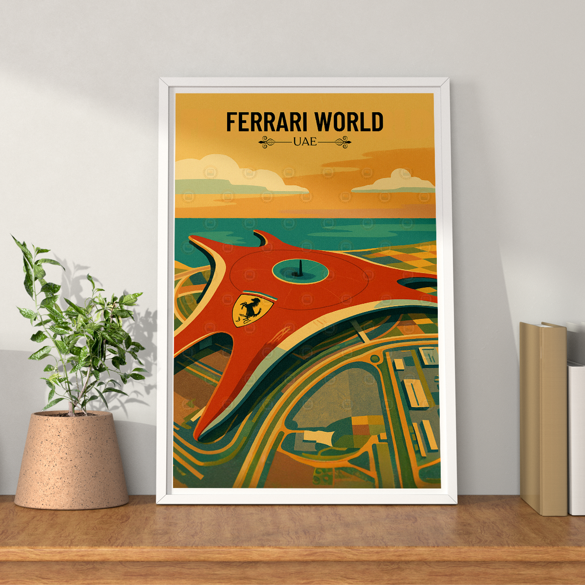 Ferrari World - UAE - Travel Art Print Wall Deco Poster - Travel Art Poster Print