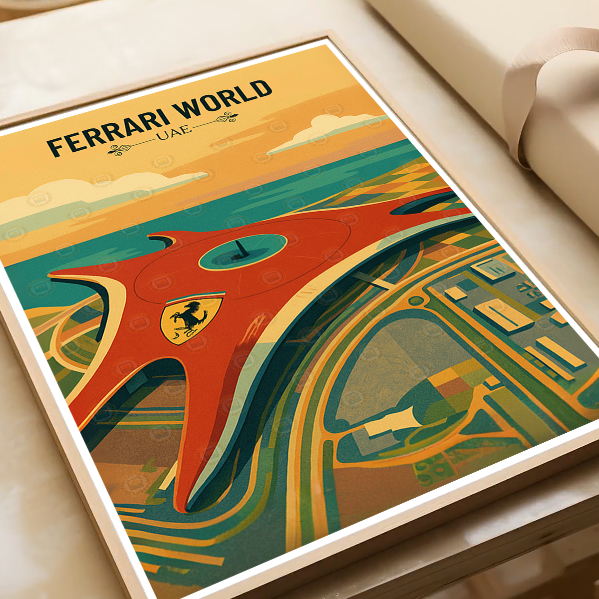 Ferrari World - UAE - Travel Art Print Wall Deco Poster - Travel Art Poster Print