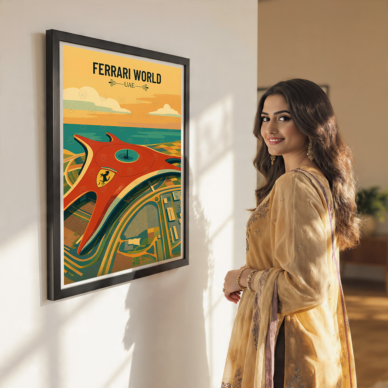 Ferrari World - UAE - Travel Art Print Wall Deco Poster - Travel Art Poster Print