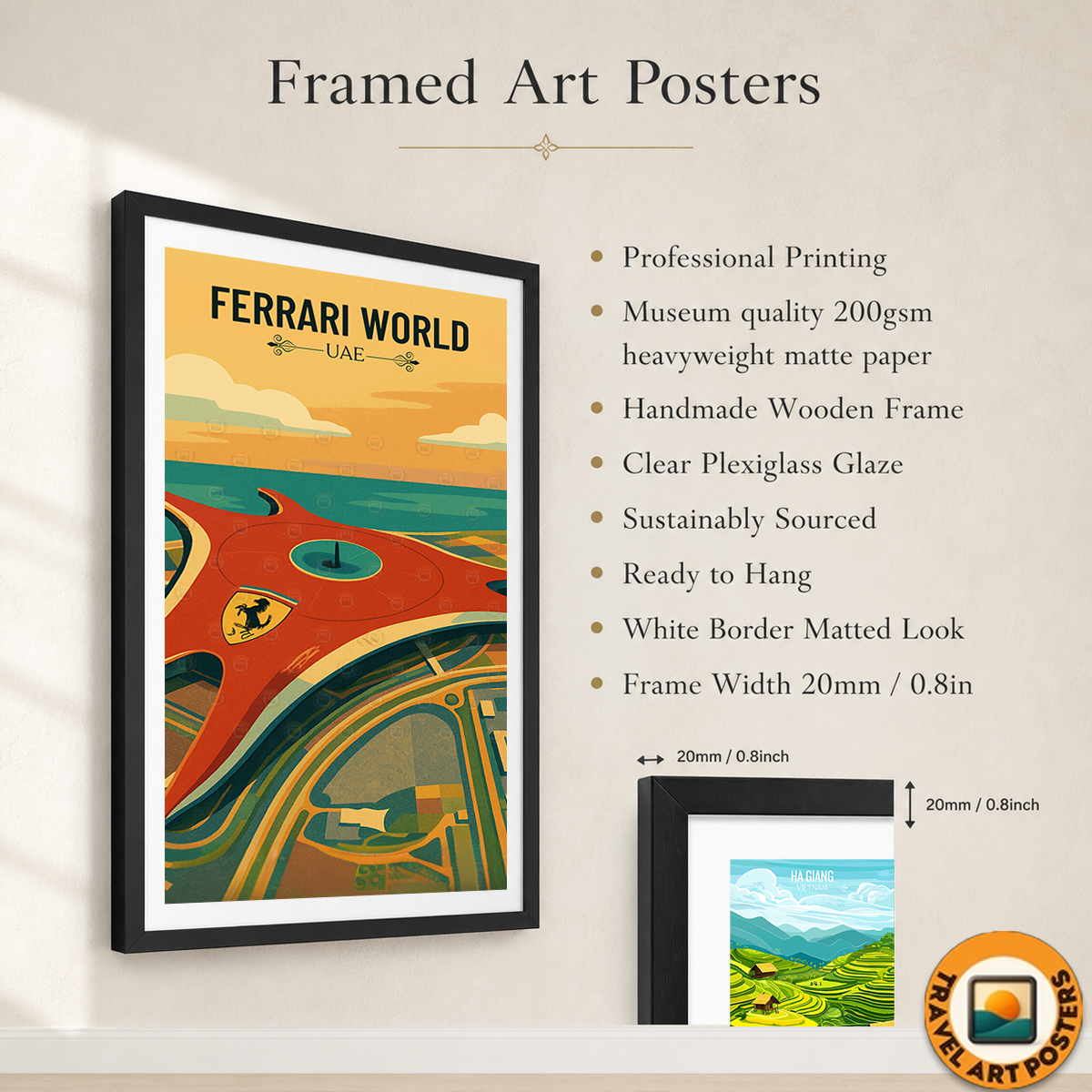 Ferrari World - UAE - Travel Art Print Wall Deco Poster - Travel Art Poster Print