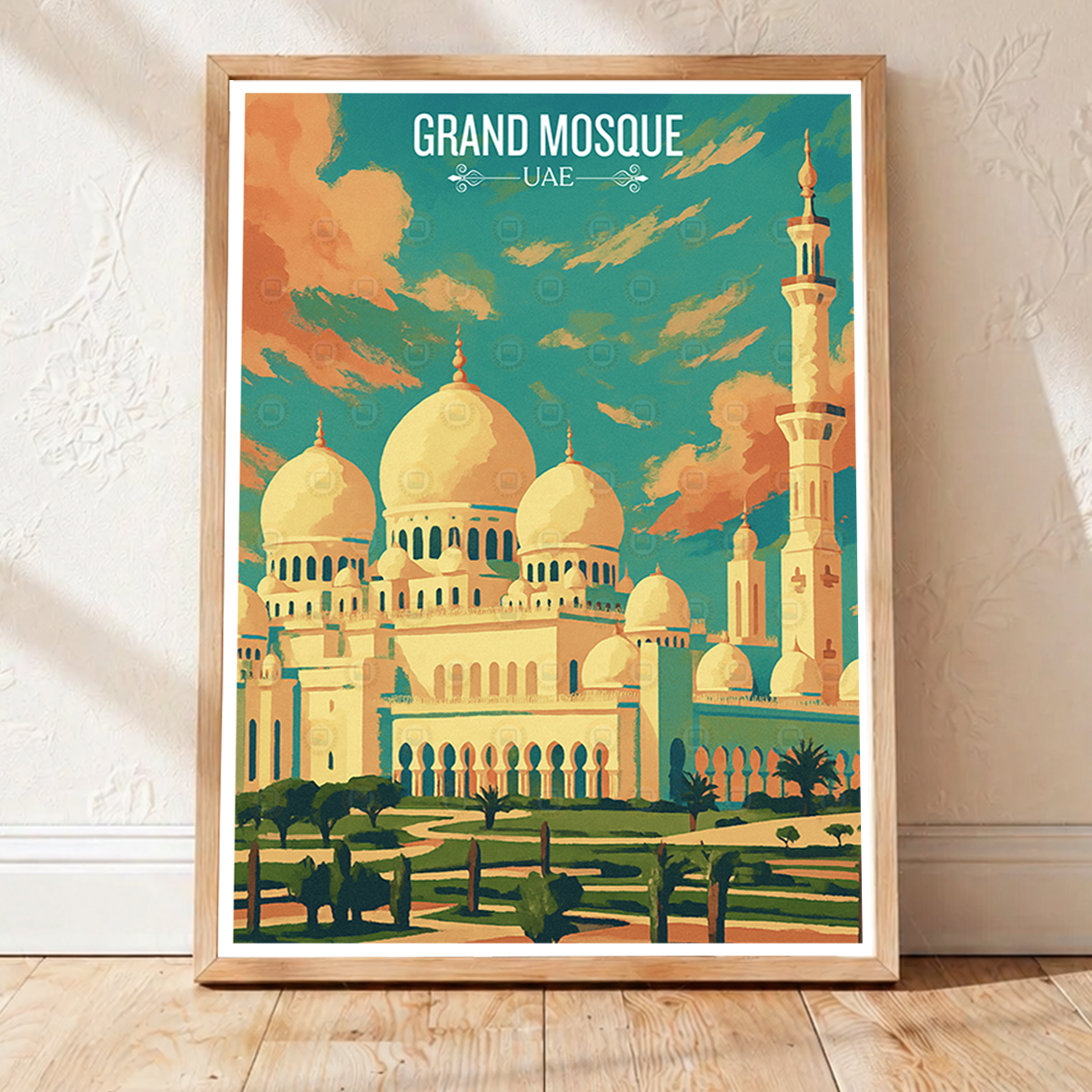 Grand Mosque - UAE - Travel Art Print Wall Deco Poster - Travel Art Poster Print