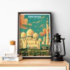 Grand Mosque - UAE - Travel Art Print Wall Deco Poster - Travel Art Poster Print