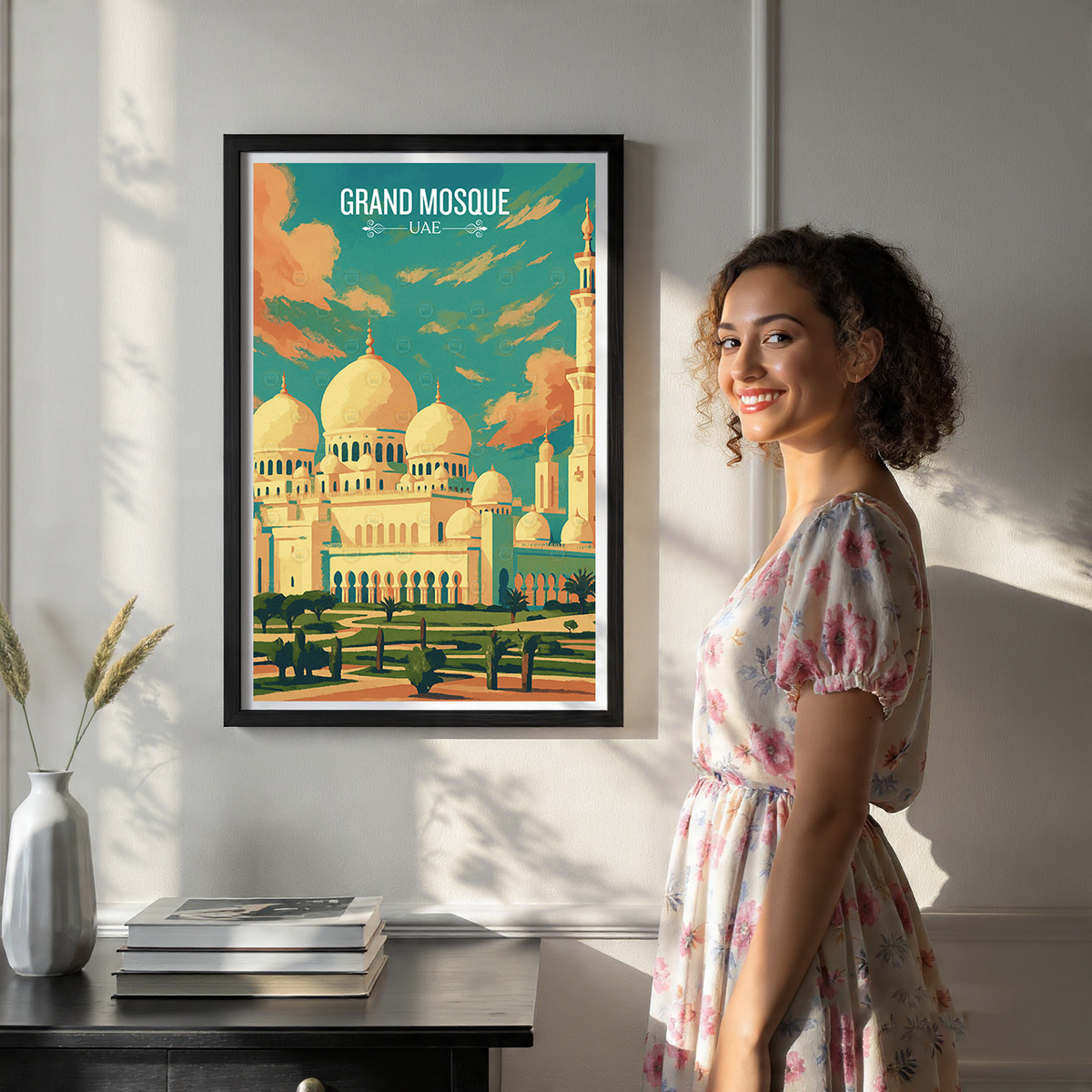 Grand Mosque - UAE - Travel Art Print Wall Deco Poster - Travel Art Poster Print