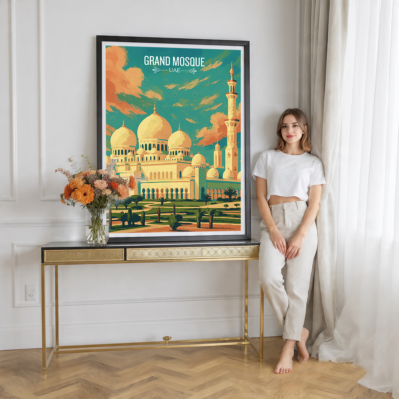 Grand Mosque - UAE - Travel Art Print Wall Deco Poster - Travel Art Poster Print