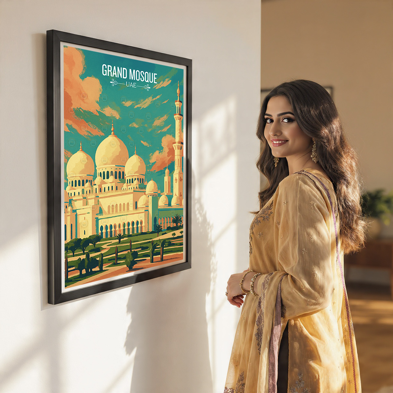 Grand Mosque - UAE - Travel Art Print Wall Deco Poster - Travel Art Poster Print