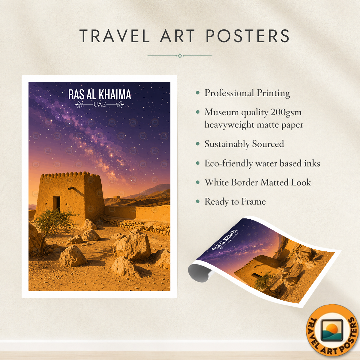 Ras Al Khaima - UAE - Travel Art Print Wall Deco Poster - Travel Art Poster Print
