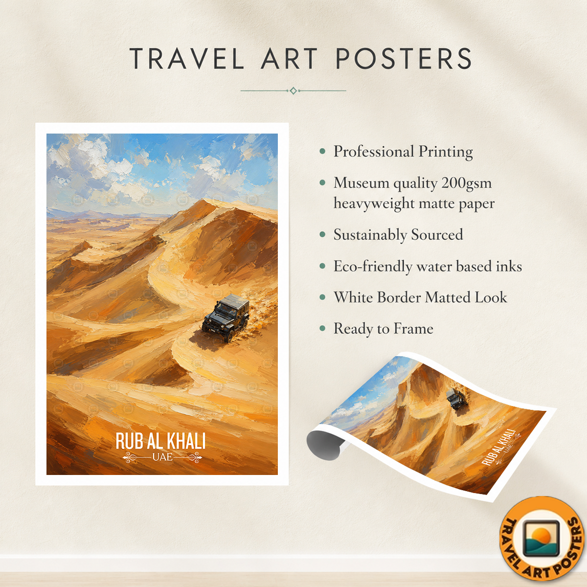 Rub al Khali - UAE - Travel Art Print Wall Deco Poster - Travel Art Poster Print