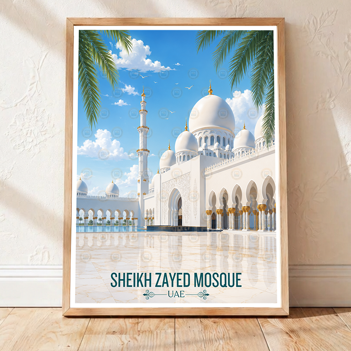 Sheikh Zayed Mosque - UAE - Travel Art Print Wall Deco Poster - Travel Art Poster Print