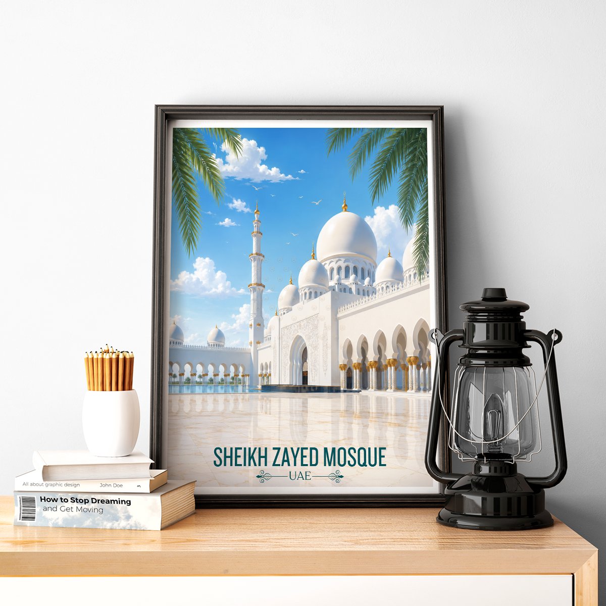 Sheikh Zayed Mosque - UAE - Travel Art Print Wall Deco Poster - Travel Art Poster Print