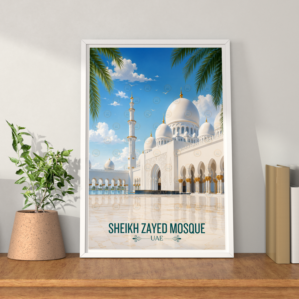 Sheikh Zayed Mosque - UAE - Travel Art Print Wall Deco Poster - Travel Art Poster Print