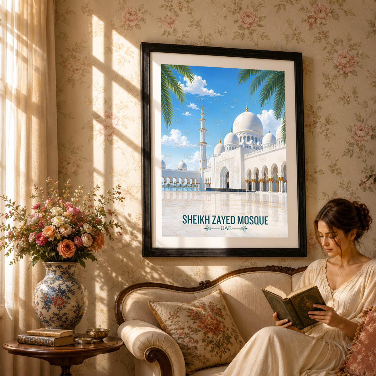 Sheikh Zayed Mosque - UAE - Travel Art Print Wall Deco Poster - Travel Art Poster Print