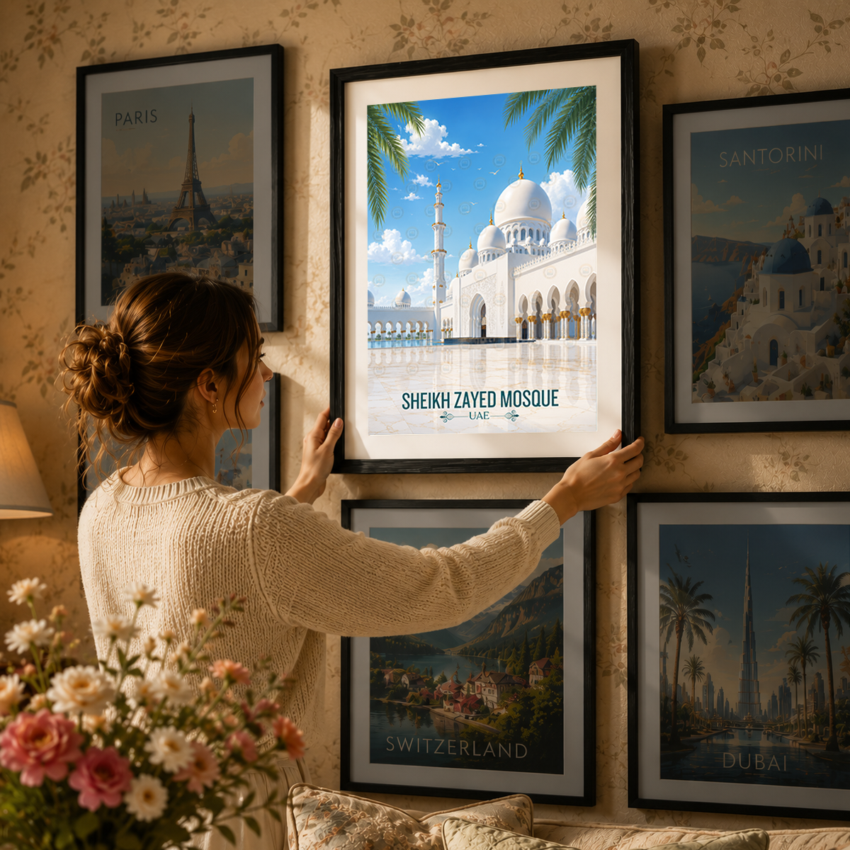 Sheikh Zayed Mosque - UAE - Travel Art Print Wall Deco Poster - Travel Art Poster Print