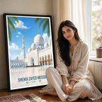 Sheikh Zayed Mosque - UAE - Travel Art Print Wall Deco Poster - Travel Art Poster Print