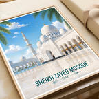 Sheikh Zayed Mosque - UAE - Travel Art Print Wall Deco Poster - Travel Art Poster Print