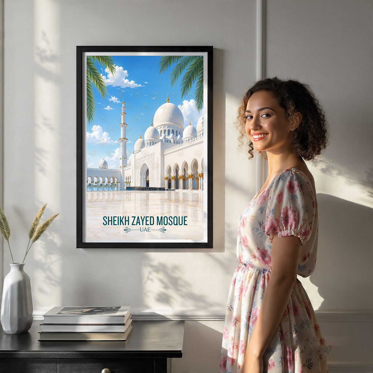 Sheikh Zayed Mosque - UAE - Travel Art Print Wall Deco Poster - Travel Art Poster Print