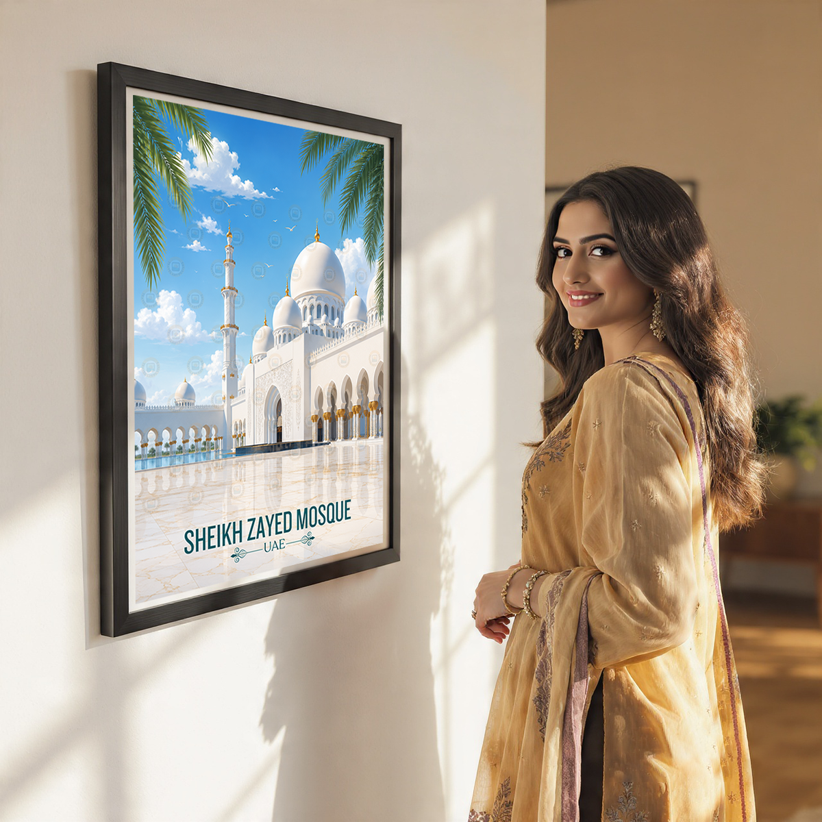 Sheikh Zayed Mosque - UAE - Travel Art Print Wall Deco Poster - Travel Art Poster Print