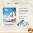 Sheikh Zayed Mosque - UAE - Travel Art Print Wall Deco Poster - Travel Art Poster Print