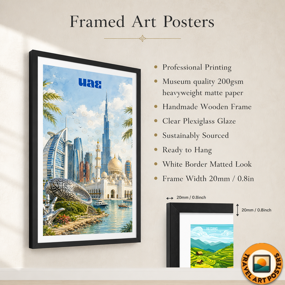 UAE - Travel Art Print Wall Deco Poster - Travel Art Poster Print
