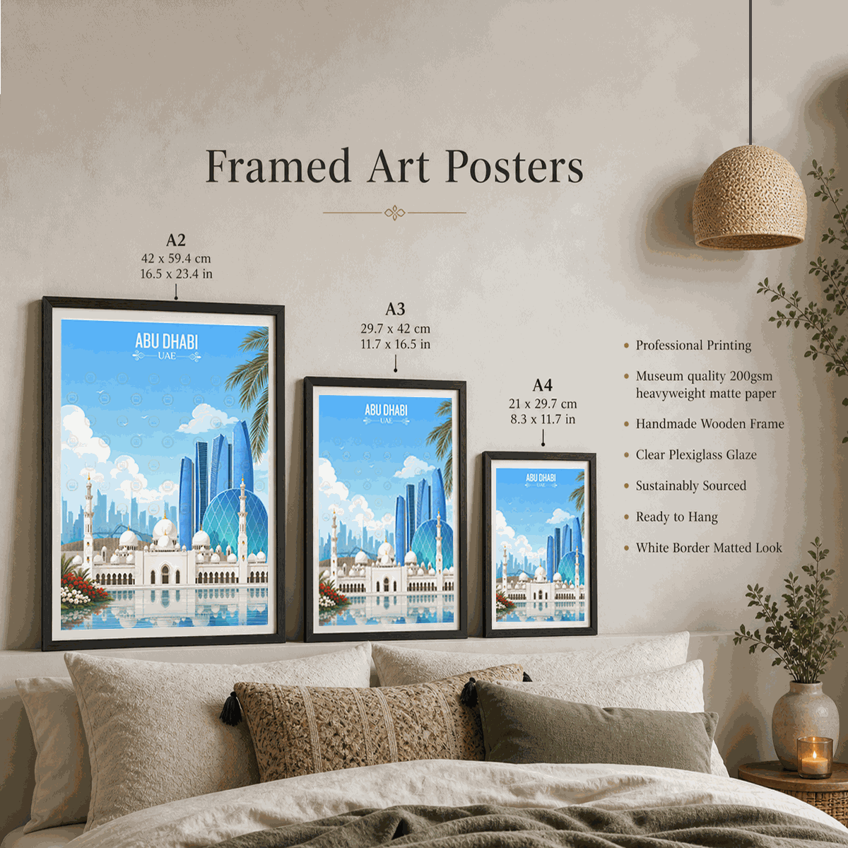 Abu Dhabi travel poster – artwork presentation view 3