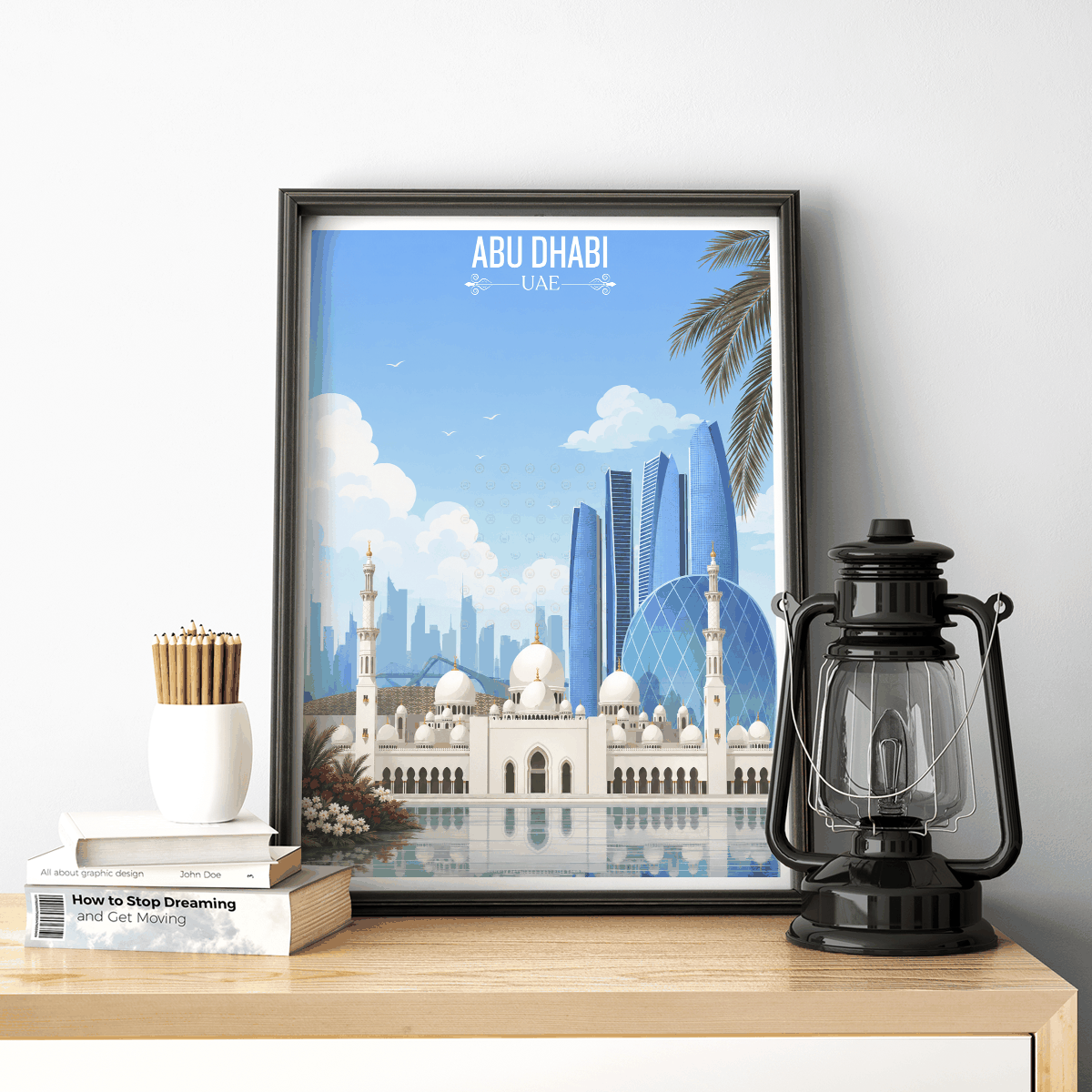 Abu Dhabi travel poster – artwork presentation view 4