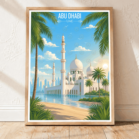 Abu Dhabi travel poster – artwork presentation view 1