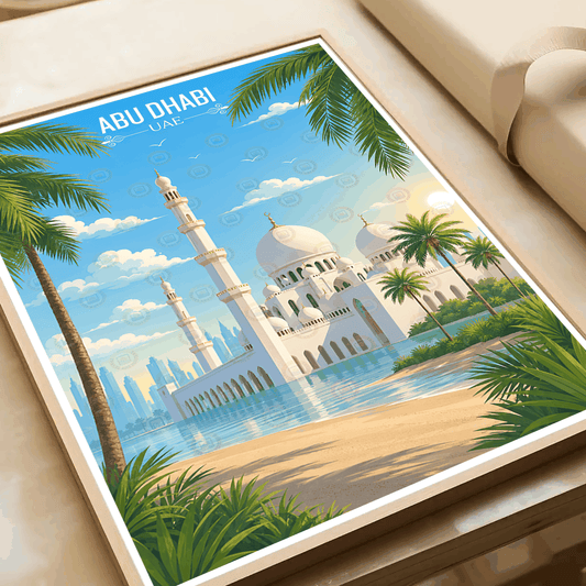 Abu Dhabi travel poster – artwork presentation view 2