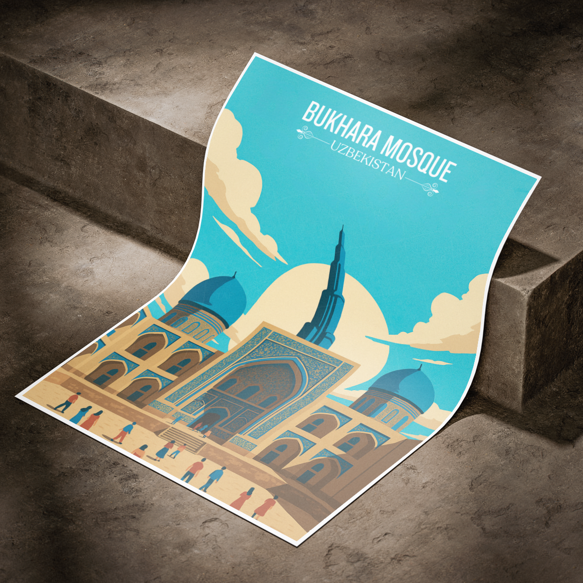 Bukhara Mosque - Uzbekistan - Travel Poster Vintage Style Wall Art Print - Art Print - Travel Art Poster