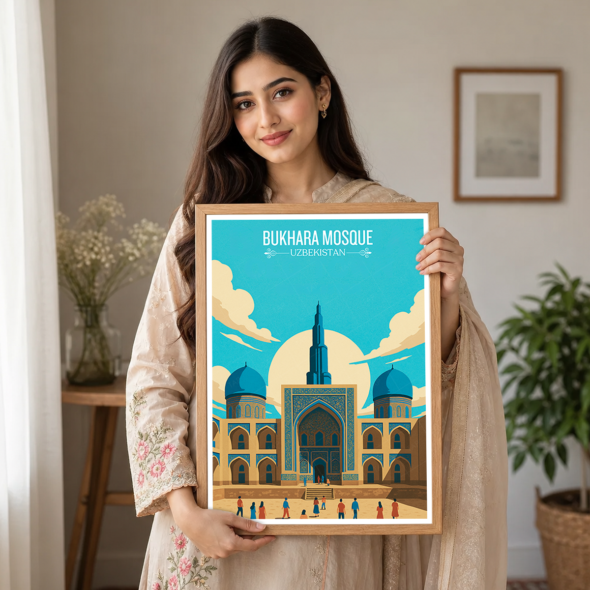 Bukhara Mosque - Uzbekistan - Travel Poster Vintage Style Wall Art Print - Art Print - Travel Art Poster