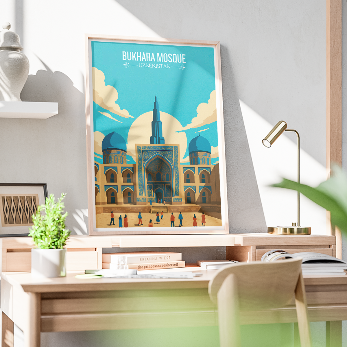Bukhara Mosque - Uzbekistan - Travel Poster Vintage Style Wall Art Print - Art Print - Travel Art Poster