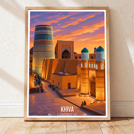 Khiva - Uzbekistan - Travel Poster Vintage Style Wall Art Print - Art Print - Travel Art Poster