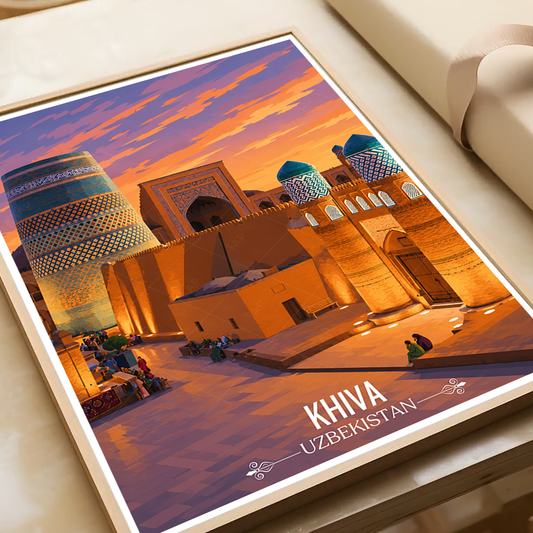 Khiva - Uzbekistan - Travel Poster Vintage Style Wall Art Print - Art Print - Travel Art Poster
