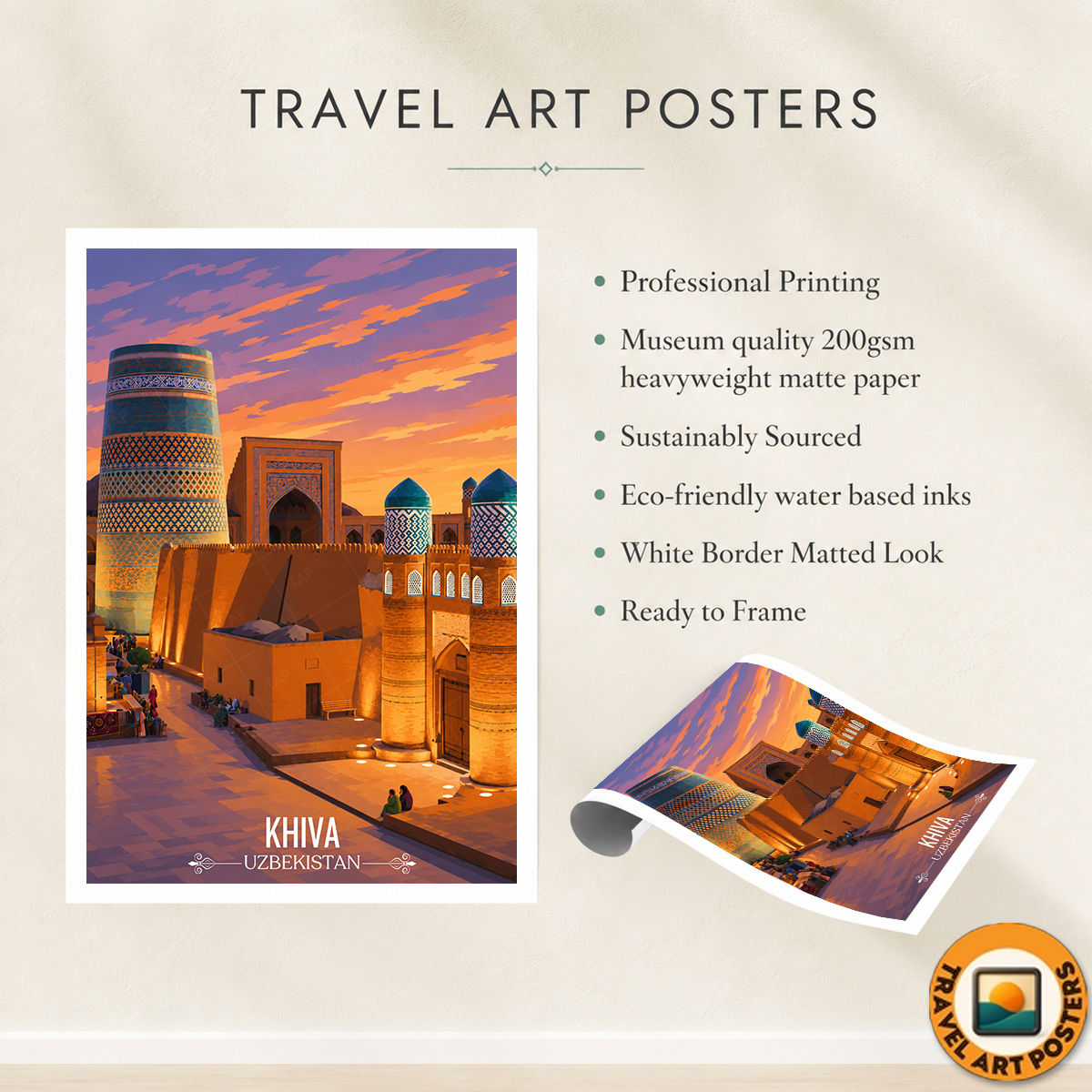 Khiva - Uzbekistan - Travel Poster Vintage Style Wall Art Print - Art Print - Travel Art Poster