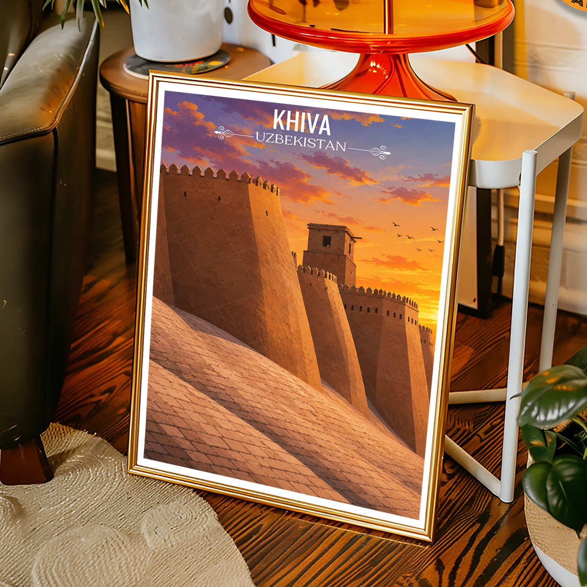Khiva - Uzbekistan - Travel Poster Vintage Style Wall Art Print - Art Print - Travel Art Poster