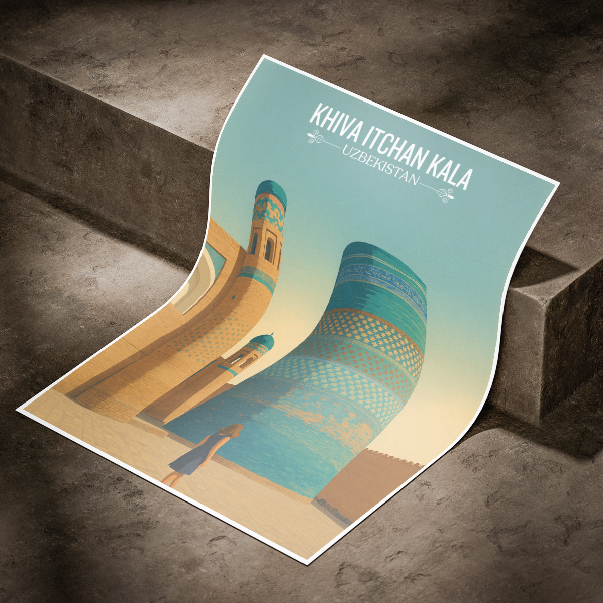Khiva Itchan Kala - Uzbekistan - Travel Poster Vintage Style Wall Art Print - Art Print - Travel Art Poster