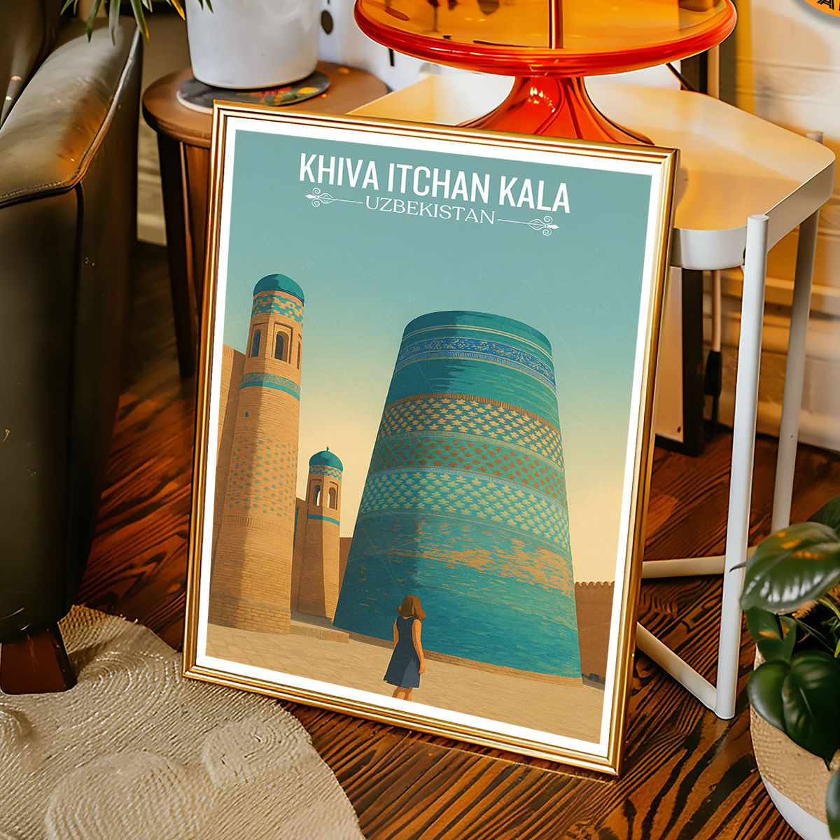 Khiva Itchan Kala - Uzbekistan - Travel Poster Vintage Style Wall Art Print - Art Print - Travel Art Poster