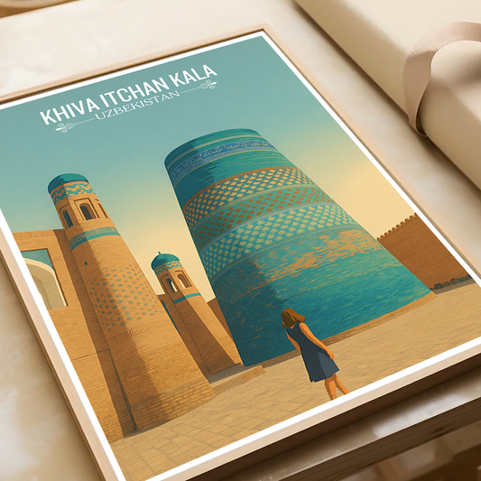Khiva Itchan Kala - Uzbekistan - Travel Poster Vintage Style Wall Art Print - Art Print - Travel Art Poster