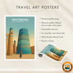 Khiva Itchan Kala - Uzbekistan - Travel Poster Vintage Style Wall Art Print - Art Print - Travel Art Poster