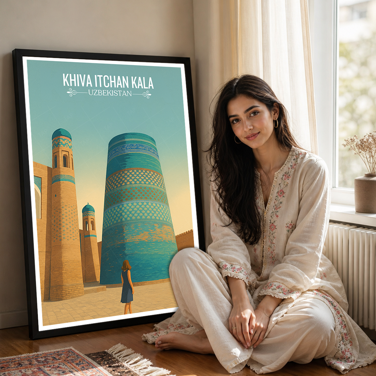 Khiva Itchan Kala - Uzbekistan - Travel Poster Vintage Style Wall Art Print - Art Print - Travel Art Poster
