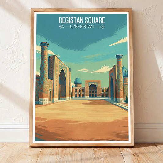 Registan Square - Uzbekistan - Travel Poster Vintage Style Wall Art Print - Art Print - Travel Art Poster