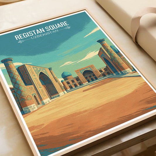 Registan Square - Uzbekistan - Travel Poster Vintage Style Wall Art Print - Art Print - Travel Art Poster