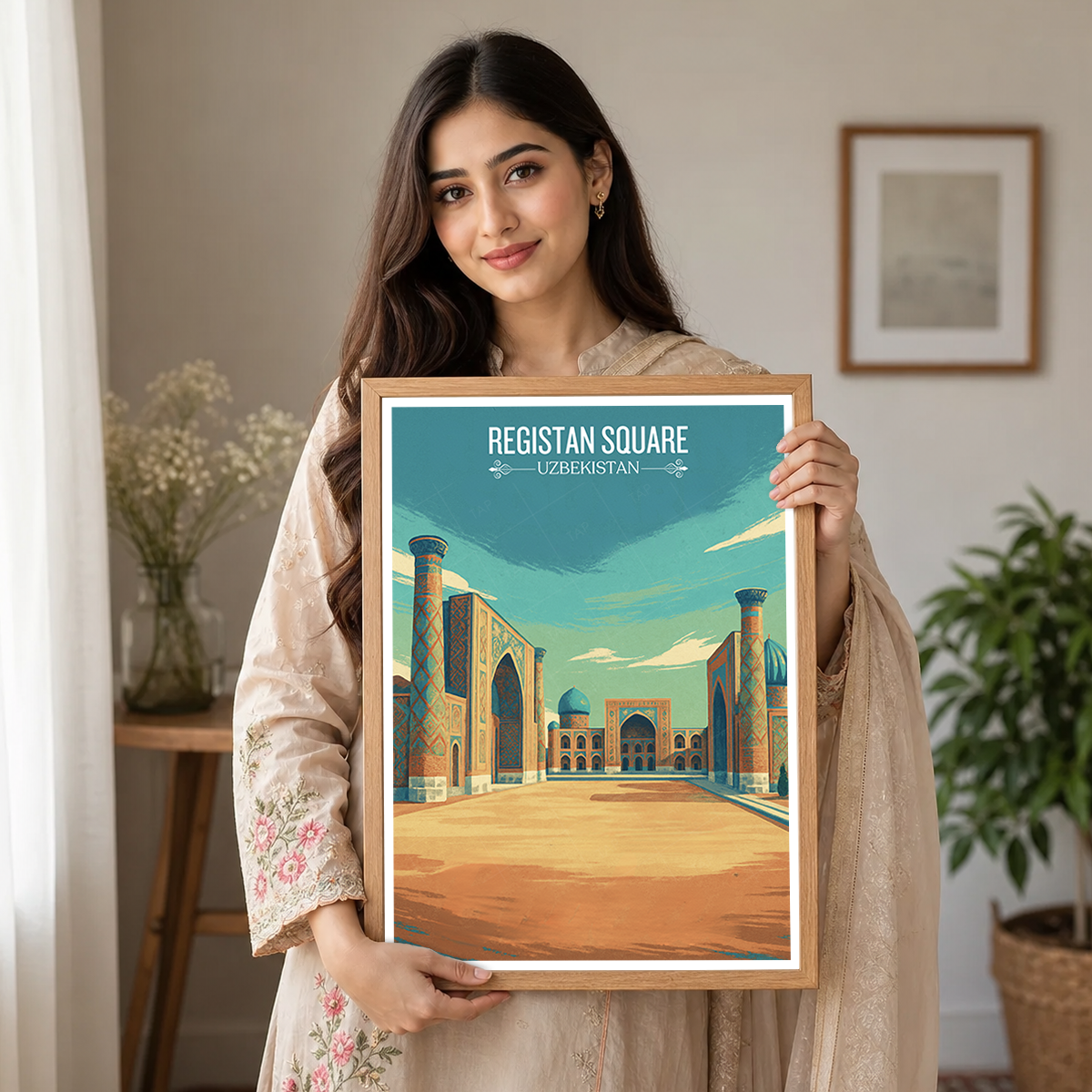 Registan Square - Uzbekistan - Travel Poster Vintage Style Wall Art Print - Art Print - Travel Art Poster
