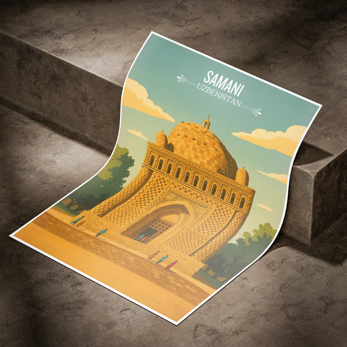 Samani Old Town - Uzbekistan - Travel Poster Vintage Style Wall Art Print - Art Print - Travel Art Poster