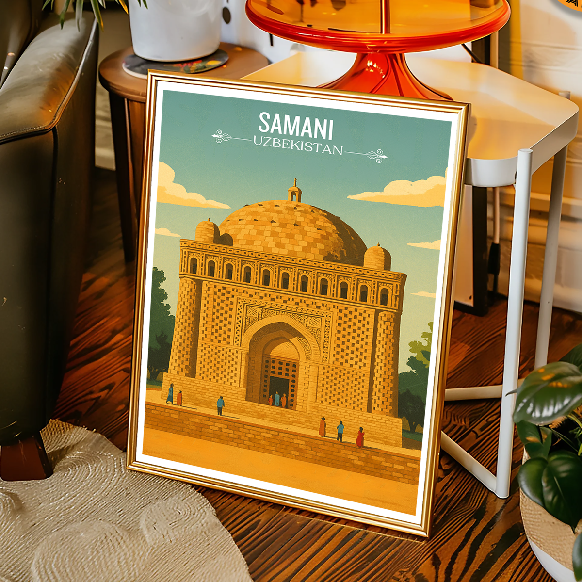 Samani Old Town - Uzbekistan - Travel Poster Vintage Style Wall Art Print - Art Print - Travel Art Poster